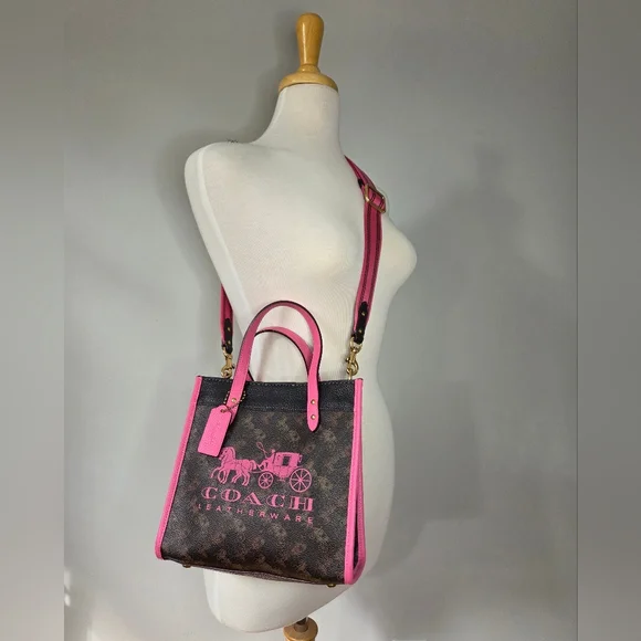Coach Field Tote 22 Horse And Carriage In Truffle Petunia - Picture 9 of 9